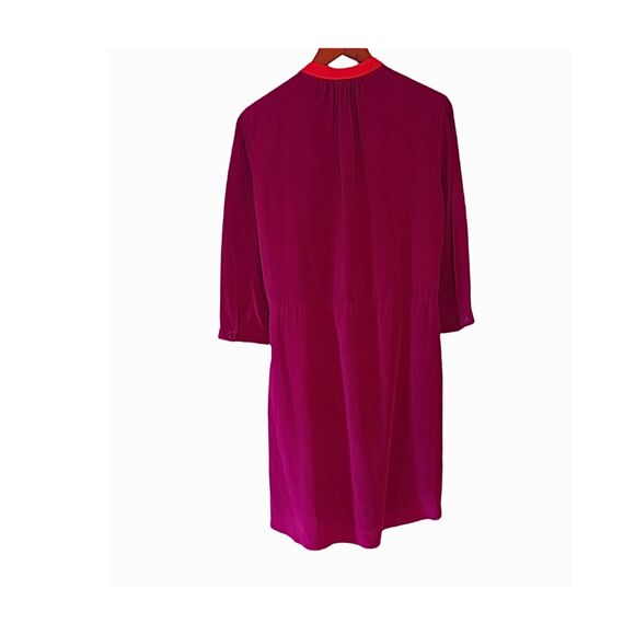 Fossil Rebecca Silk Shirtdress M Maroon Burgundy Colorblock Tie Waist - Picture 4 of 11